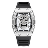 Carlophis Men's Luminous Skull Tonneau Watch - High-End Silicone Strap