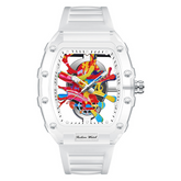 Carlophis K-2396B Vivid Transparent Tonneau Watch - Men's & Color Jelly Style