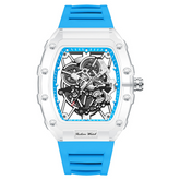 Carlophis K-2393B Men's Transparent Tonneau Watch - Sporty & Luminous
