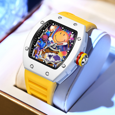Carlophis Grin Smiley Face Skeleton Watch - Unisex & Pop Art Style