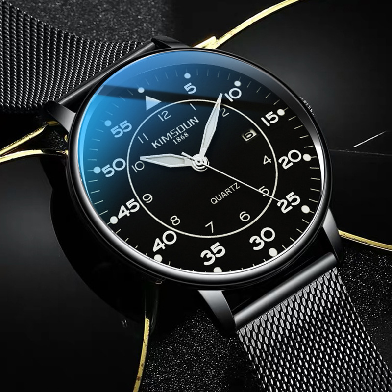 Carlophis K-1866B Bauhaus Ultra-Thin Watch - Unisex & Milanese Mesh