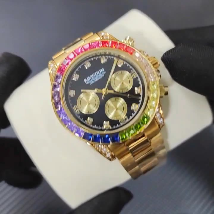 Carlophis K-1838B Spectrum Rainbow Bezel Watch - Unisex & Skeleton Dial
