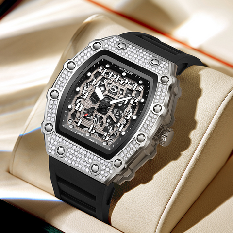 Carlophis K-2404B-YZ Vector Men's Tonneau Watch - Motorsport-Inspired
