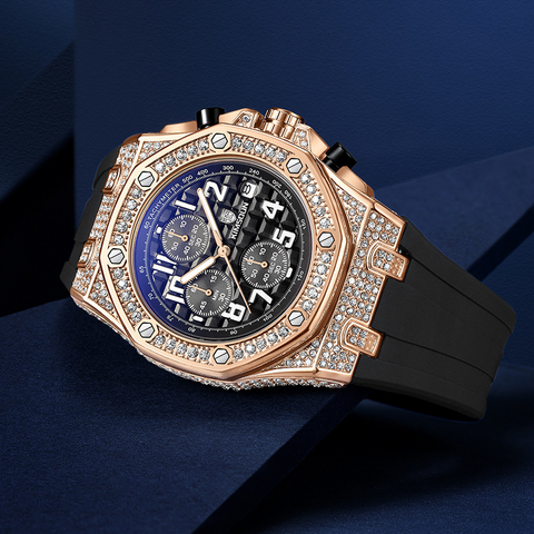 Carlophis K-1225B Regal Crystal-Accent Watch - Unisex & Dual-Display