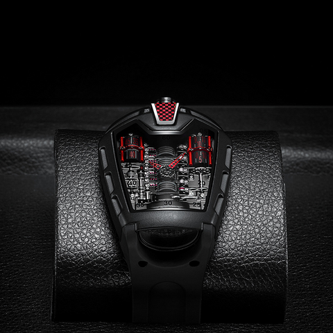 Carlophis K-724D Men's Luminous Quartz Watch - Engine-Style Dual Display