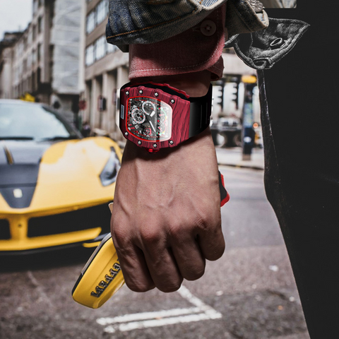 Carlophis K-2013B Grid Men's Ana-Digi Racing Watch - Tonneau-Style