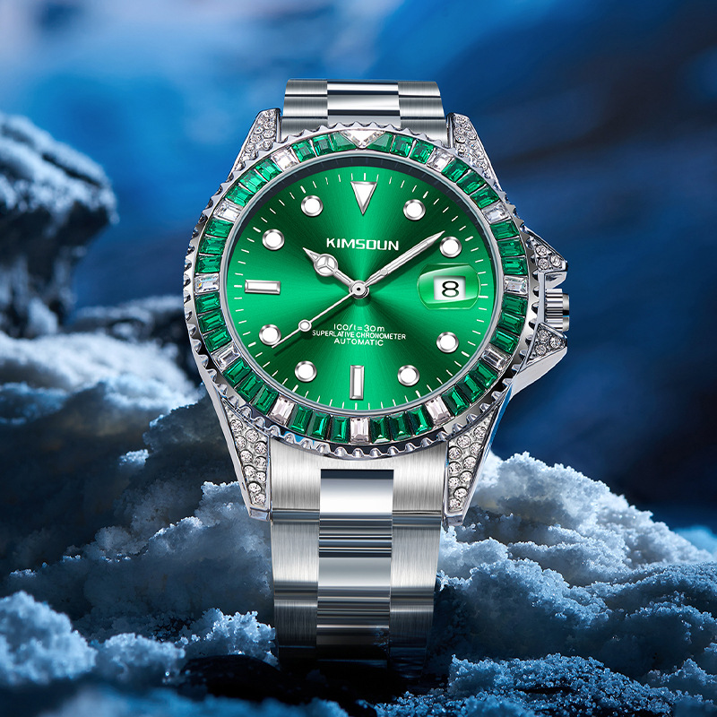 Carlophis K-1268A Crest Automatic Crystal Bezel Diver-Style Watch