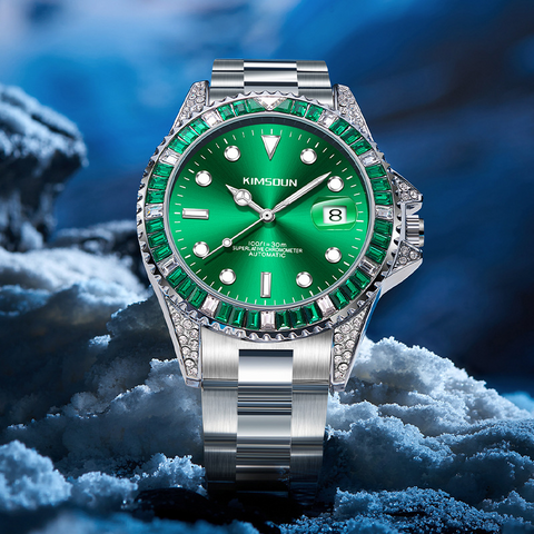 Carlophis K-1268A Crest Automatic Crystal Bezel Diver-Style Watch