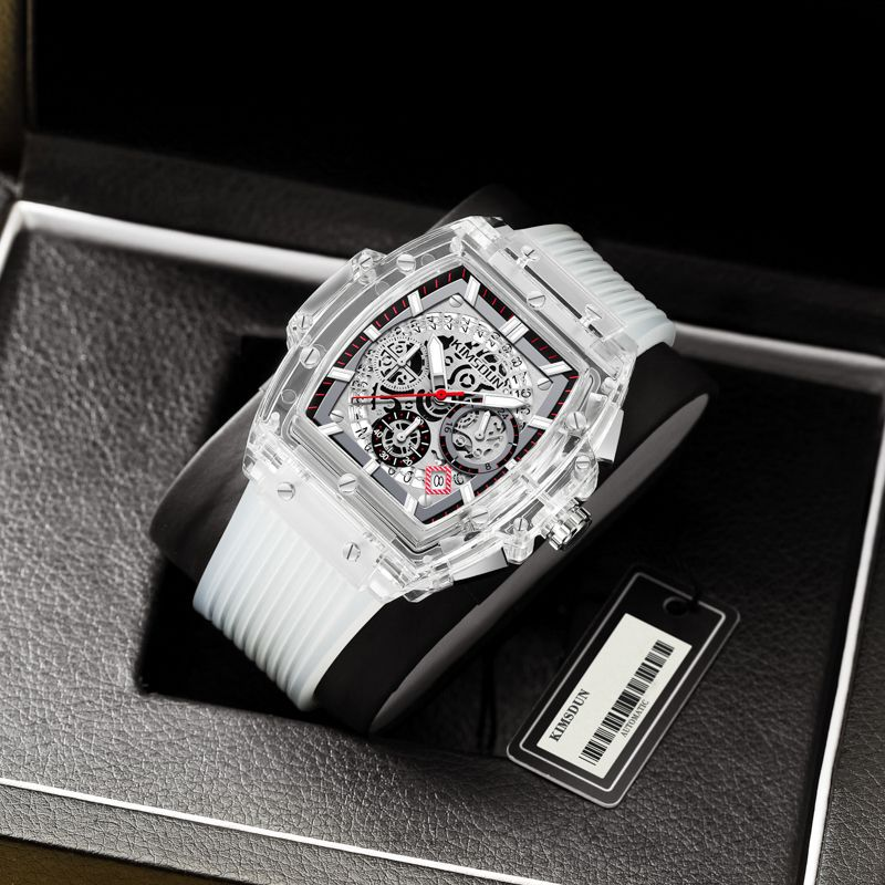 Carlophis K-2150B Shade Translucent Tonneau Watch - Men's & Frosted Dial