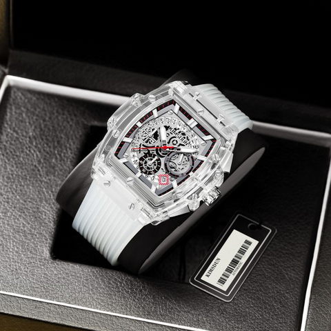 Carlophis K-2150B Shade Translucent Tonneau Watch - Men's & Frosted Dial
