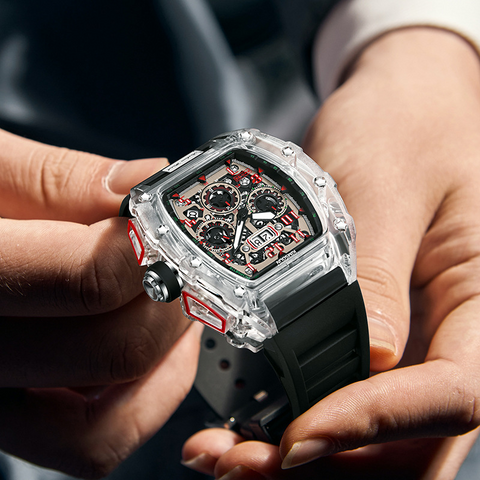 Carlophis K-2411B Volt Transparent Chronograph Watch - Unisex & Jelly Style