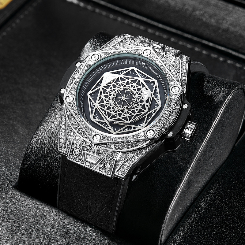 Carlophis K-109D Men's Luminous Hexagon Watch - Diamond-Style & Waterproof