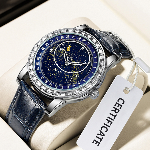 Carlophis K-1218A Men's Luminous Starry Sky Automatic Watch - Dual Display