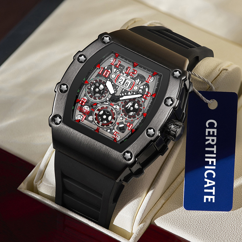 Carlophis K-2103B Cobra Men's Racing Tonneau Watch - PVD & Sport