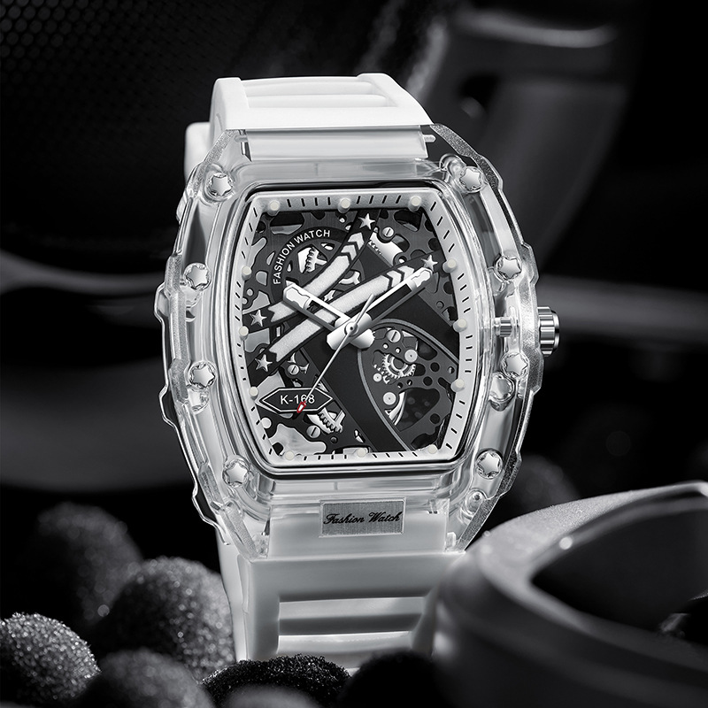 Carlophis K-2390B Spectra Transparent Tonneau Watch - Men's & Jelly Style