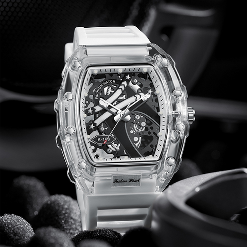 Carlophis K-2390B Spectra Transparent Tonneau Watch - Men's & Jelly Style