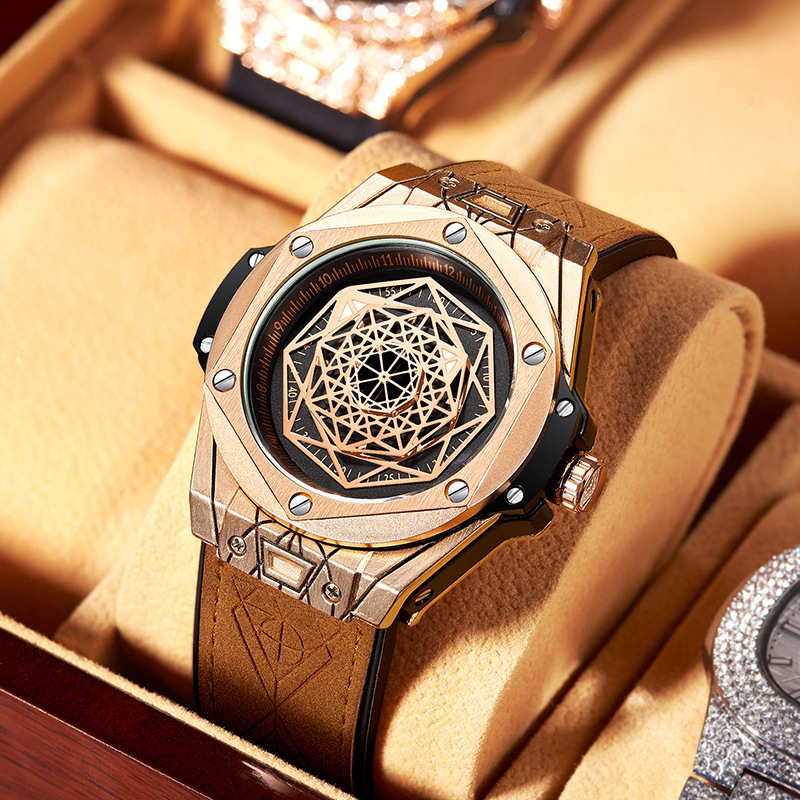 Carlophis K-720D Men's Hexagon Quartz Watch - Classic & Modern Style