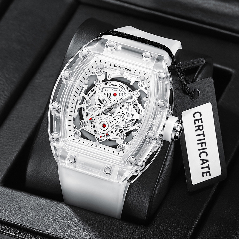 Carlophis K-2015B Luminous Men's Tonneau Quartz Watch with Silicone Strap
