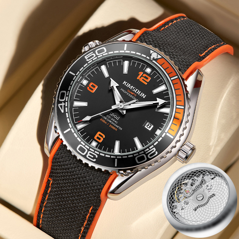 Carlophis K-1803B Men's Business Watch - Seamaster Style Luminous Silicone Strap