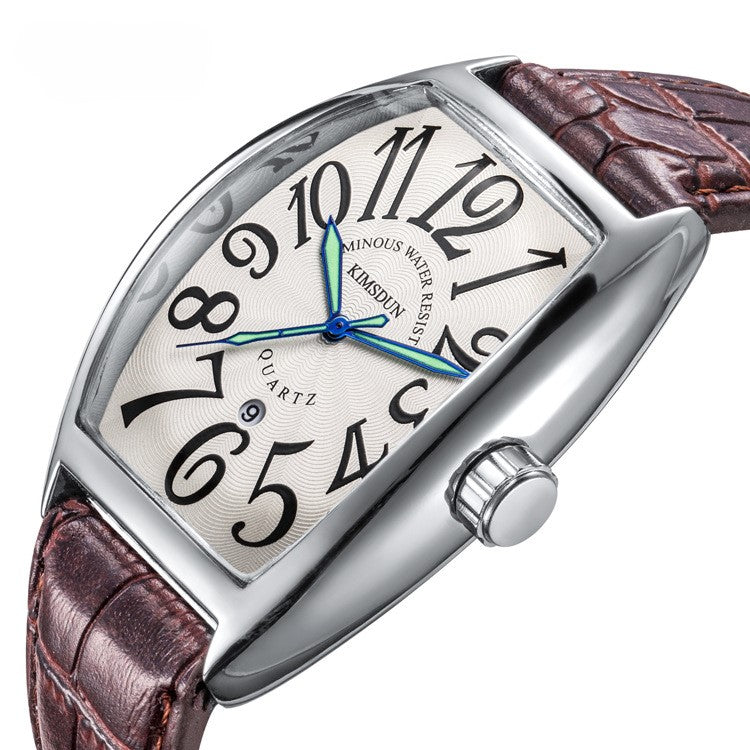 Carlophis K-816D Matrix Men's Digital Tonneau Watch - Premium Leather