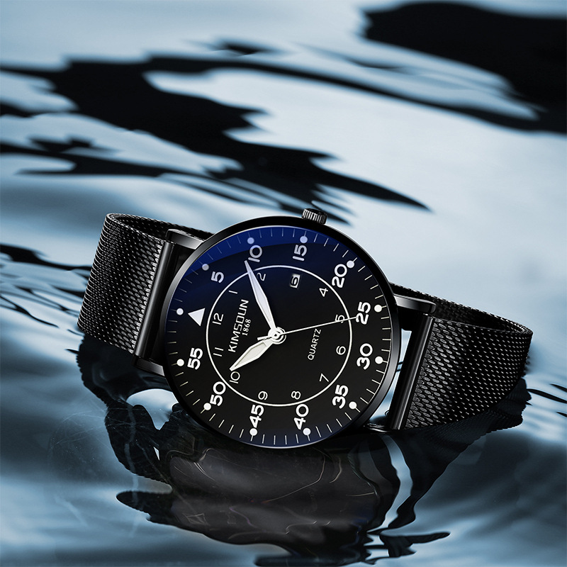 Carlophis K-1866B Bauhaus Ultra-Thin Watch - Unisex & Milanese Mesh