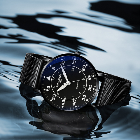 Carlophis K-1866B Bauhaus Ultra-Thin Watch - Unisex & Milanese Mesh