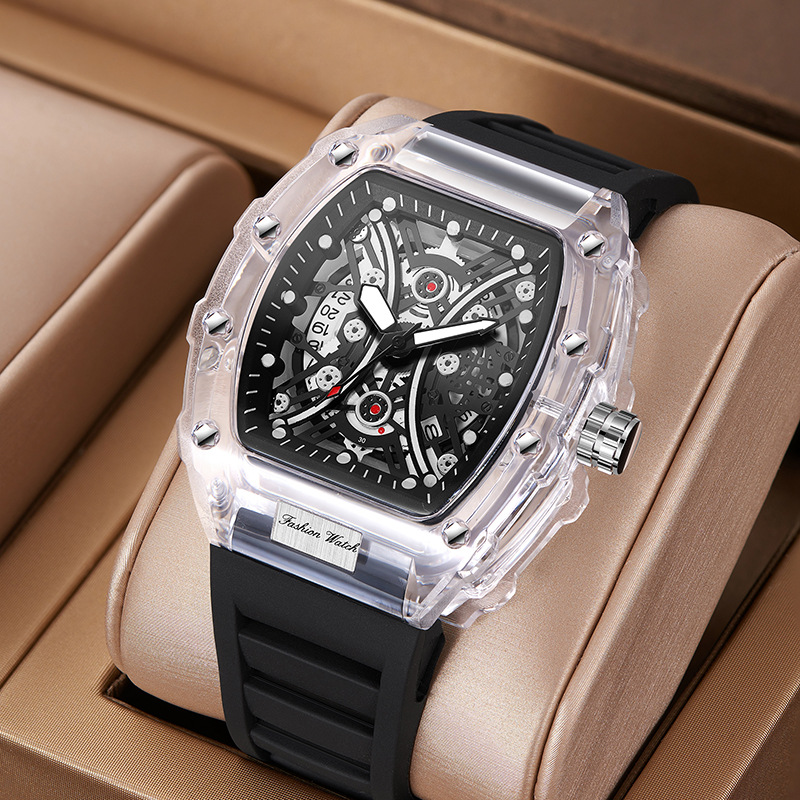 Carlophis K-2017B Vanguard Transparent Tonneau Watch - Men's & Artistic Dial