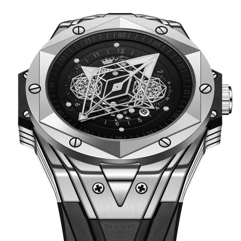 Carlophis K-2101B Nexus Hexagonal Ana-Digi Watch - Men's & Skeleton Dial