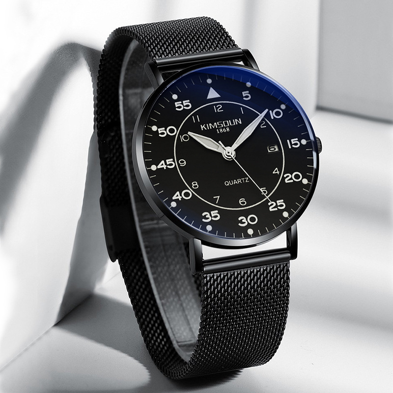 Carlophis K-1866B Bauhaus Ultra-Thin Watch - Unisex & Milanese Mesh