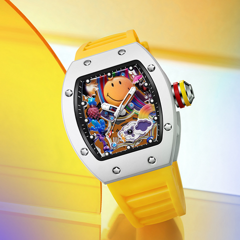 Carlophis Grin Smiley Face Skeleton Watch - Unisex & Pop Art Style