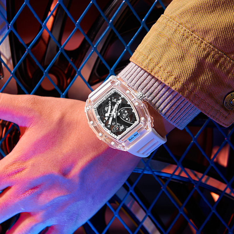 Carlophis K-2390B Spectra Transparent Tonneau Watch - Men's & Jelly Style