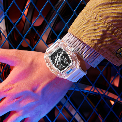 Carlophis K-2390B Spectra Transparent Tonneau Watch - Men's & Jelly Style