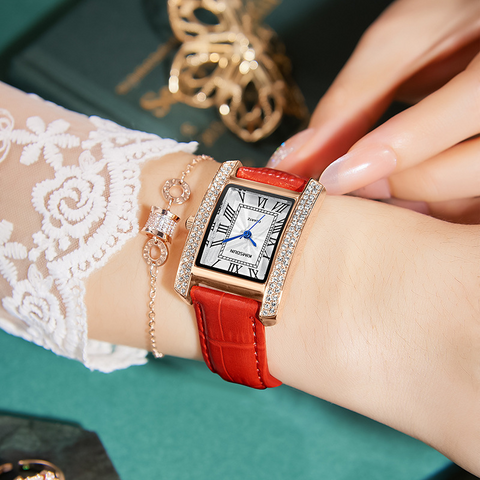 Carlophis K-7701B Bijou Women's Rectangular Watch - Petite & Art Deco Style