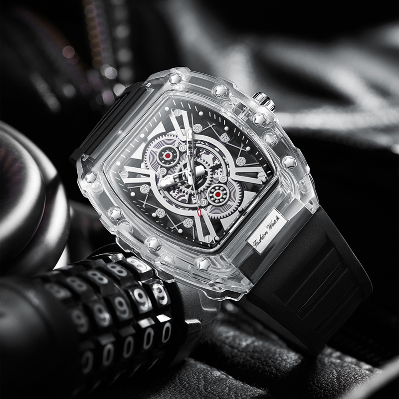 Carlophis K-2391B Ion Transparent Tonneau Watch - Men's & Monochromatic