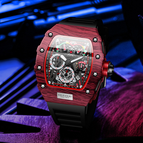 Carlophis K-2013B Grid Men's Ana-Digi Racing Watch - Tonneau-Style