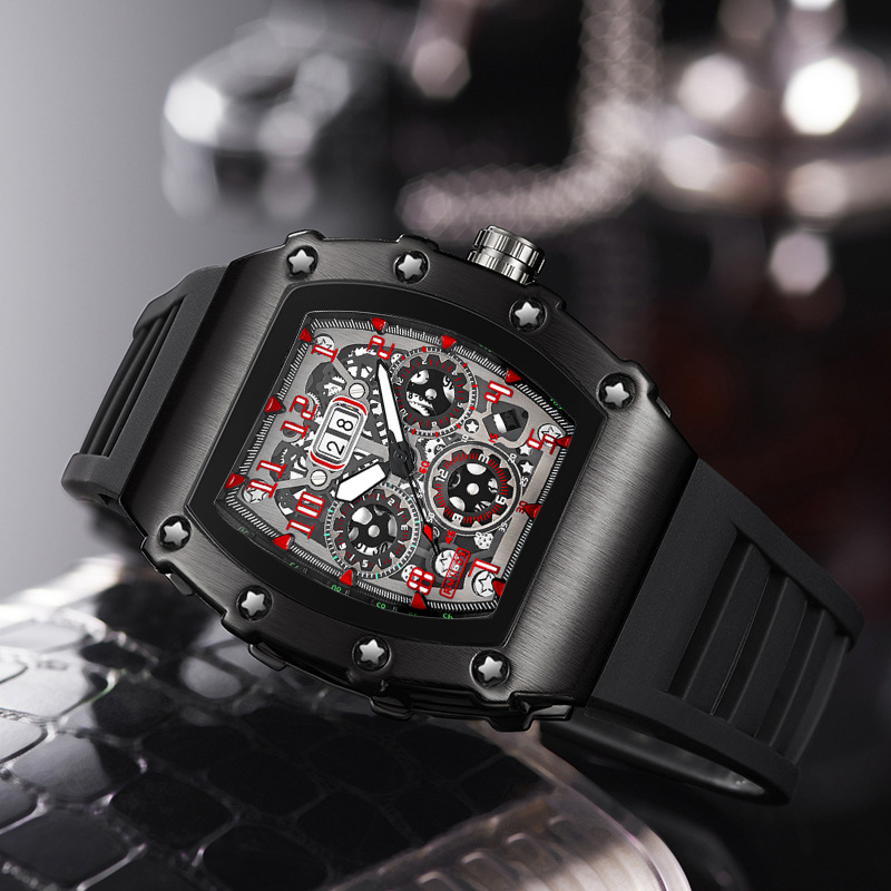 Carlophis K-2103B Cobra Men's Racing Tonneau Watch - PVD & Sport