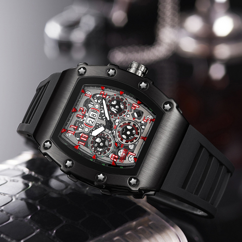 Carlophis K-2103B Cobra Men's Racing Tonneau Watch - PVD & Sport