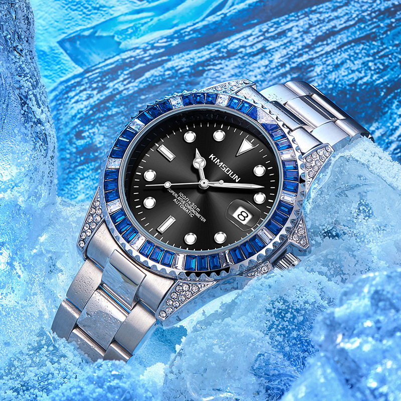 Carlophis K-1268A Crest Automatic Crystal Bezel Diver-Style Watch