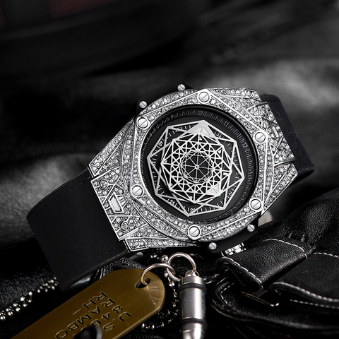 Carlophis K-109D Men's Luminous Hexagon Watch - Diamond-Style & Waterproof