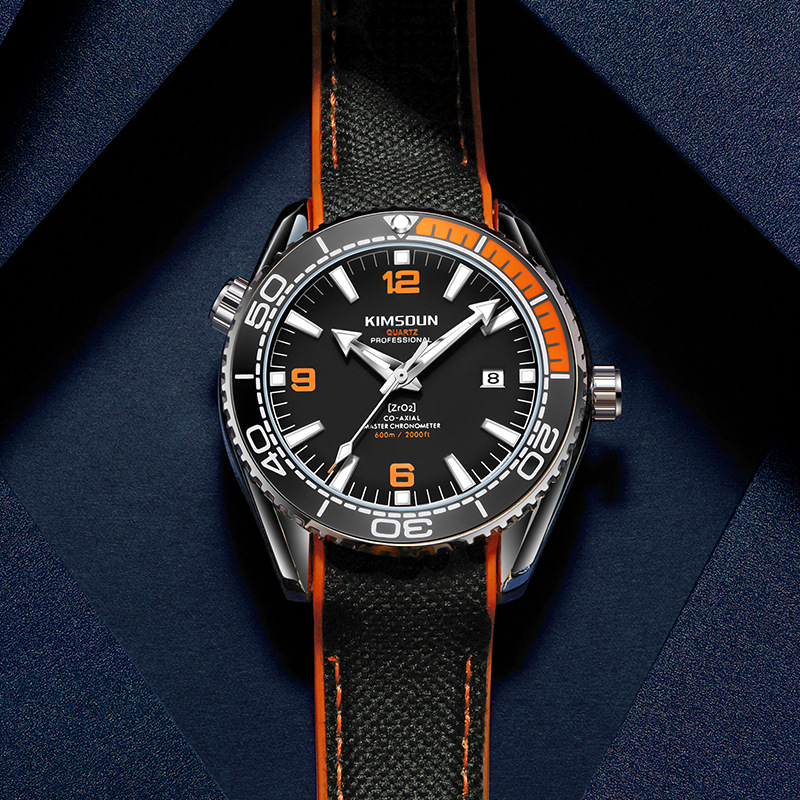Carlophis K-1803B Men's Business Watch - Seamaster Style Luminous Silicone Strap