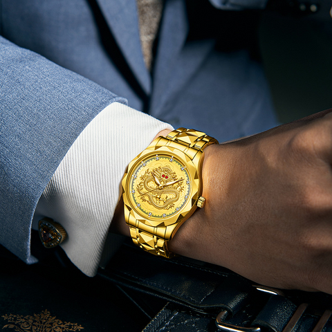 Carlophis K-1826B Emperor 3D Dragon Watch - Unisex & 5-Link Bracelet
