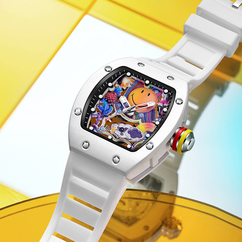 Carlophis Grin Smiley Face Skeleton Watch - Unisex & Pop Art Style