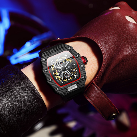 Carlophis K-2011A Men's Automatic Dual-Display Watch - Bull & Half-Moon