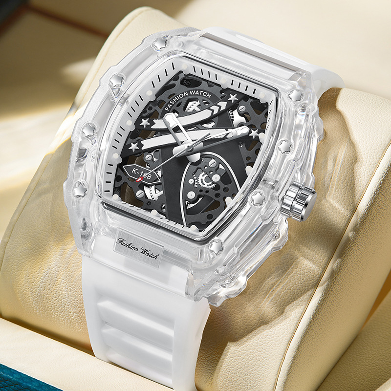 Carlophis K-2390B Spectra Transparent Tonneau Watch - Men's & Jelly Style