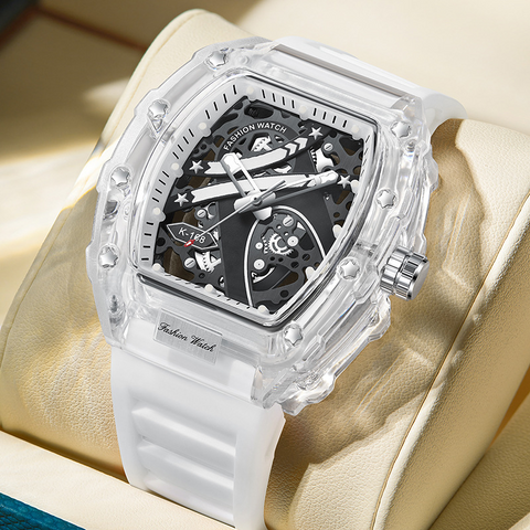 Carlophis K-2390B Spectra Transparent Tonneau Watch - Men's & Jelly Style