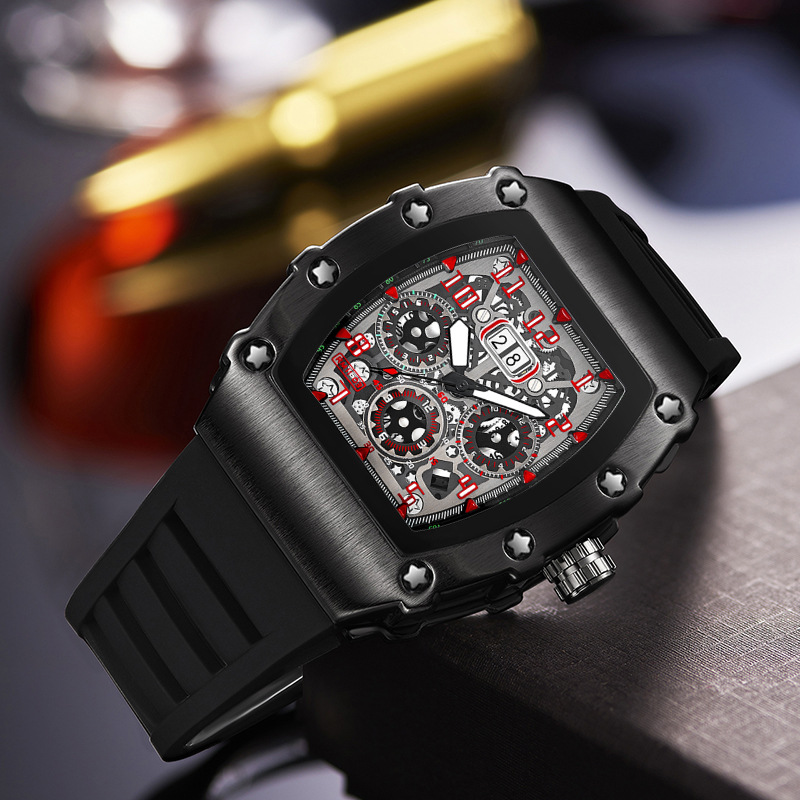 Carlophis K-2103B Cobra Men's Racing Tonneau Watch - PVD & Sport
