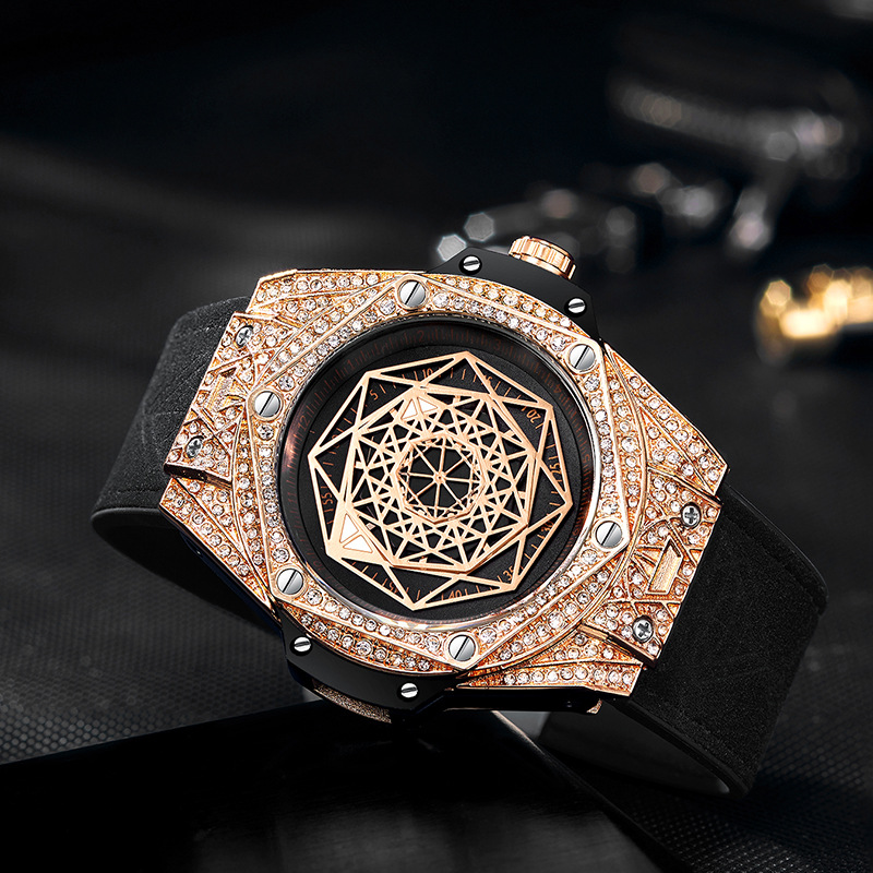 Carlophis K-109D Men's Luminous Hexagon Watch - Diamond-Style & Waterproof