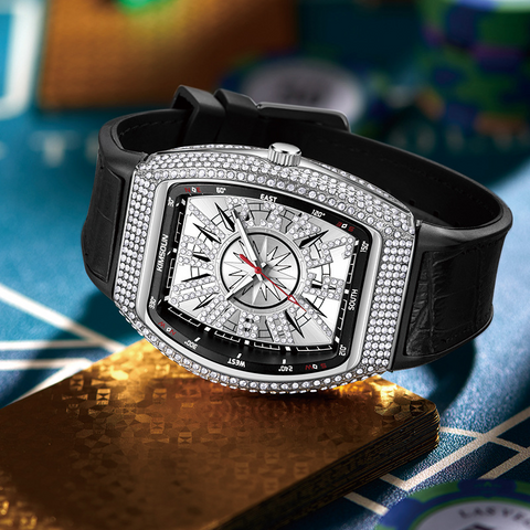 Carlophis K-2132B Ignition Iced-Out Tonneau Watch - Men's & Sport