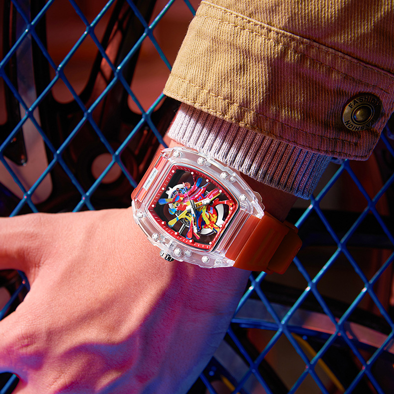 Carlophis K-2396B Vivid Transparent Tonneau Watch - Men's & Color Jelly Style