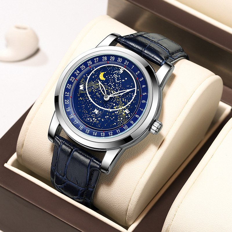 Carlophis K-1216A Men's Automatic Watch - Rotating Starry Sky Dial & Waterproof